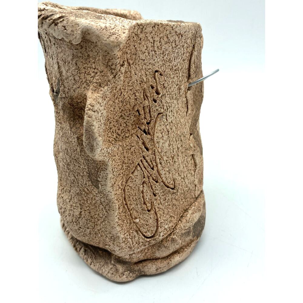 Vintage Studio Pottery Jar Holder Man face Handmade Dad Gift Wall pocket signed - Picture 2 of 9